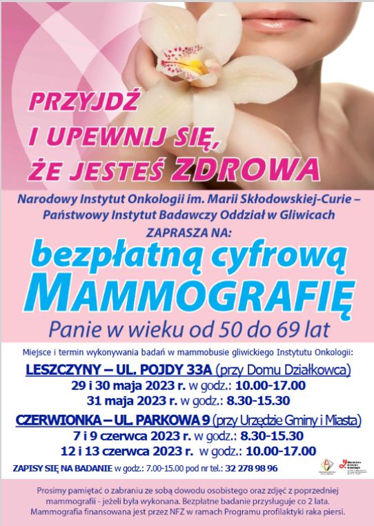 Bezpłatna mammografia plakat